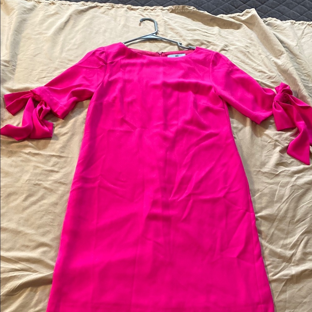 CeCe Fuchsia Midi Dress with Bow Accents